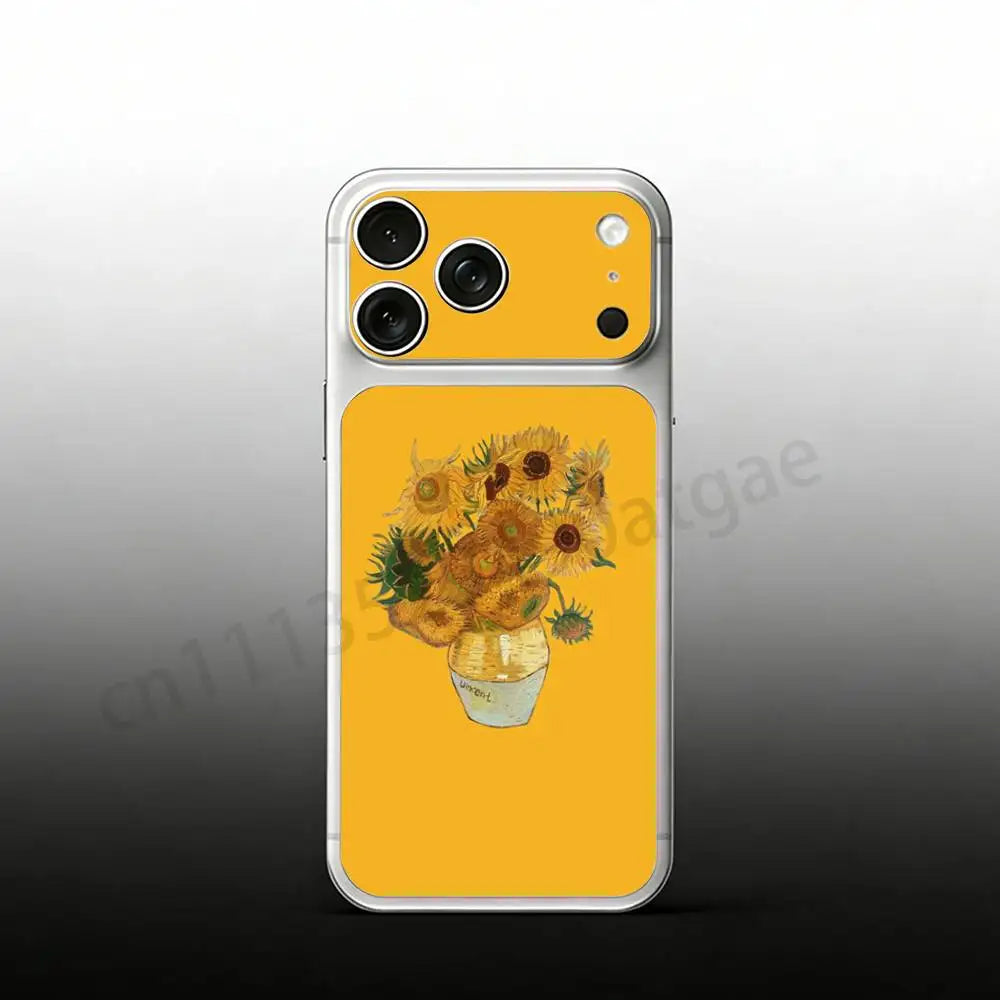 Sunflower Art V-Van G-Gogh For iPhone 17proMax/17pro Full Cover Decal Skin Wrap Colorful Rear Protective Sticker Film
