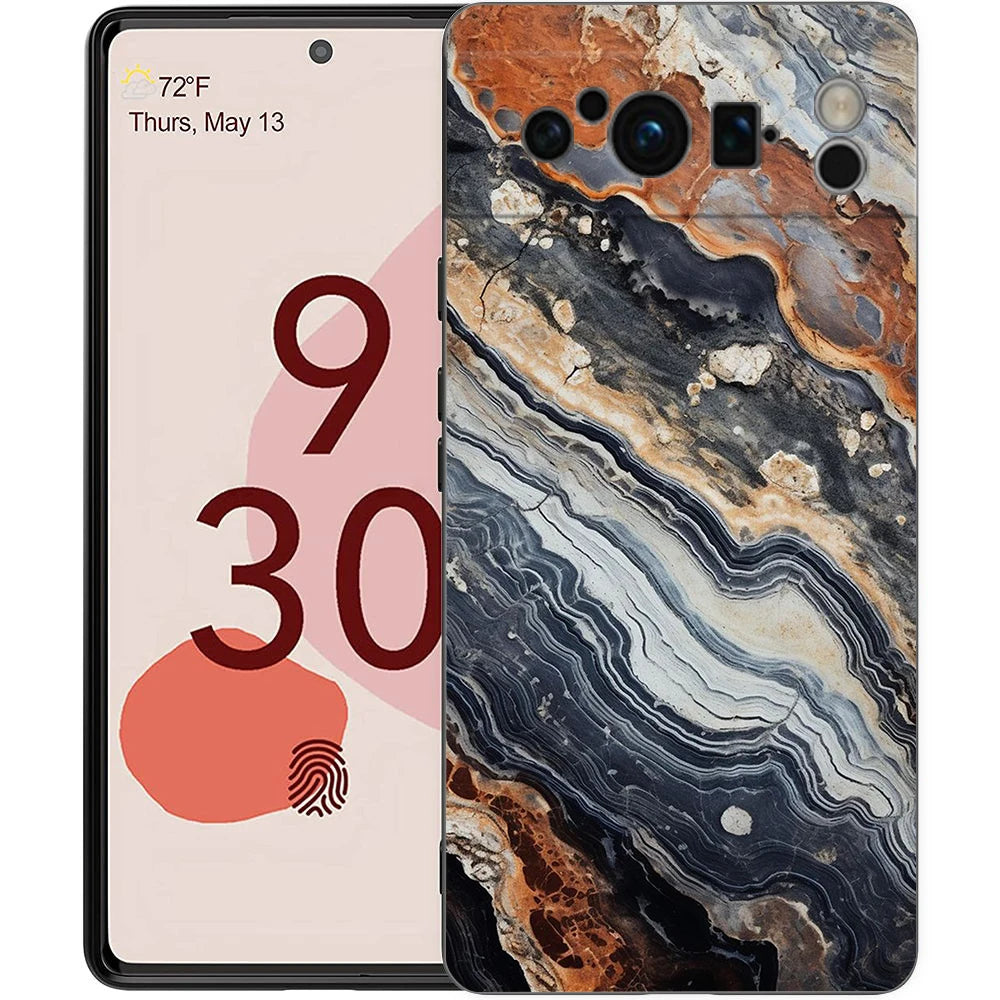 Marble Stone Phone Case For Google Pixel 10A 10 9 8 7 6 Pro XL 9A 8A 6A 7A 5G Soft Shockproof TPU Black Cover