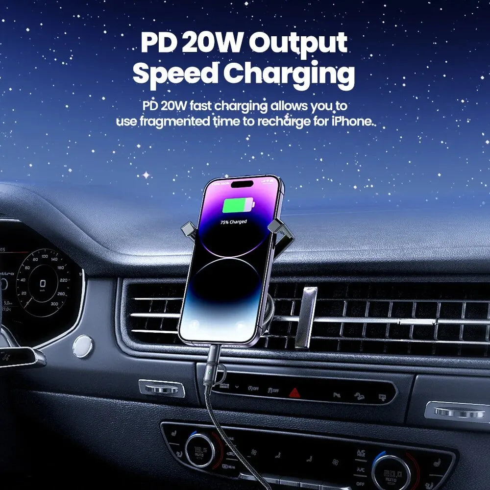Toocki 2 in 1 PD 60W Type C Cable For iPhone 15 Pro Samsung S23 Xiaomi 2.4A Fast Charging USB Car Spring Cable For iPhone 14 13