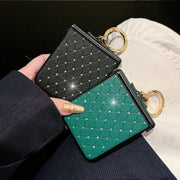 Rhombus Grid Pattern Artificial Leather Case for Moto Razr 50 60 70 Ultra 2026 + 2024 + 2025 Faux Diamond Ring Buckle Hard Cover