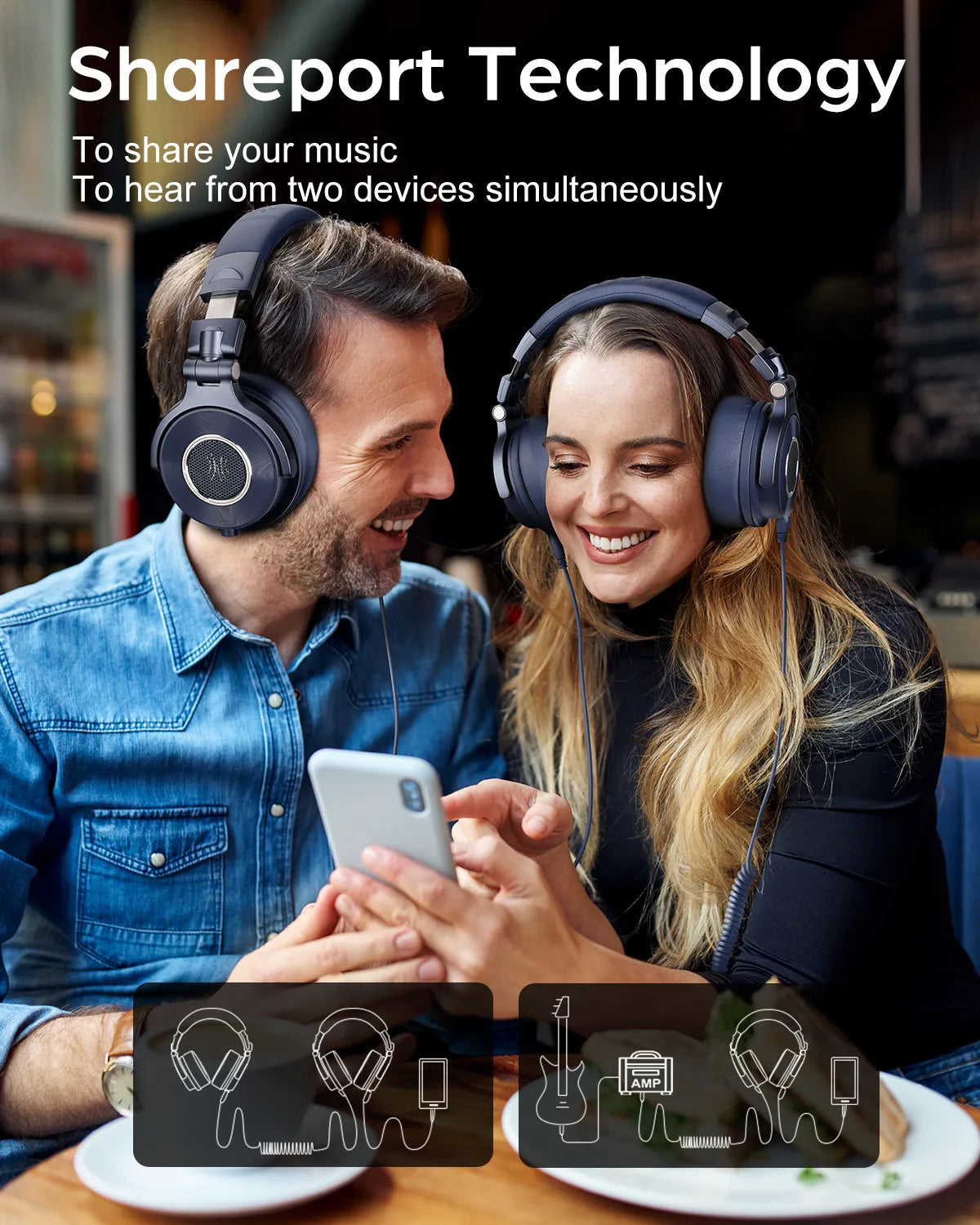Oneodio Monitor 60 Wired HiFi Headphones Professional Studio DJ Headphones Stereo Over Ear Headset With Hi-Res Audio Microphone