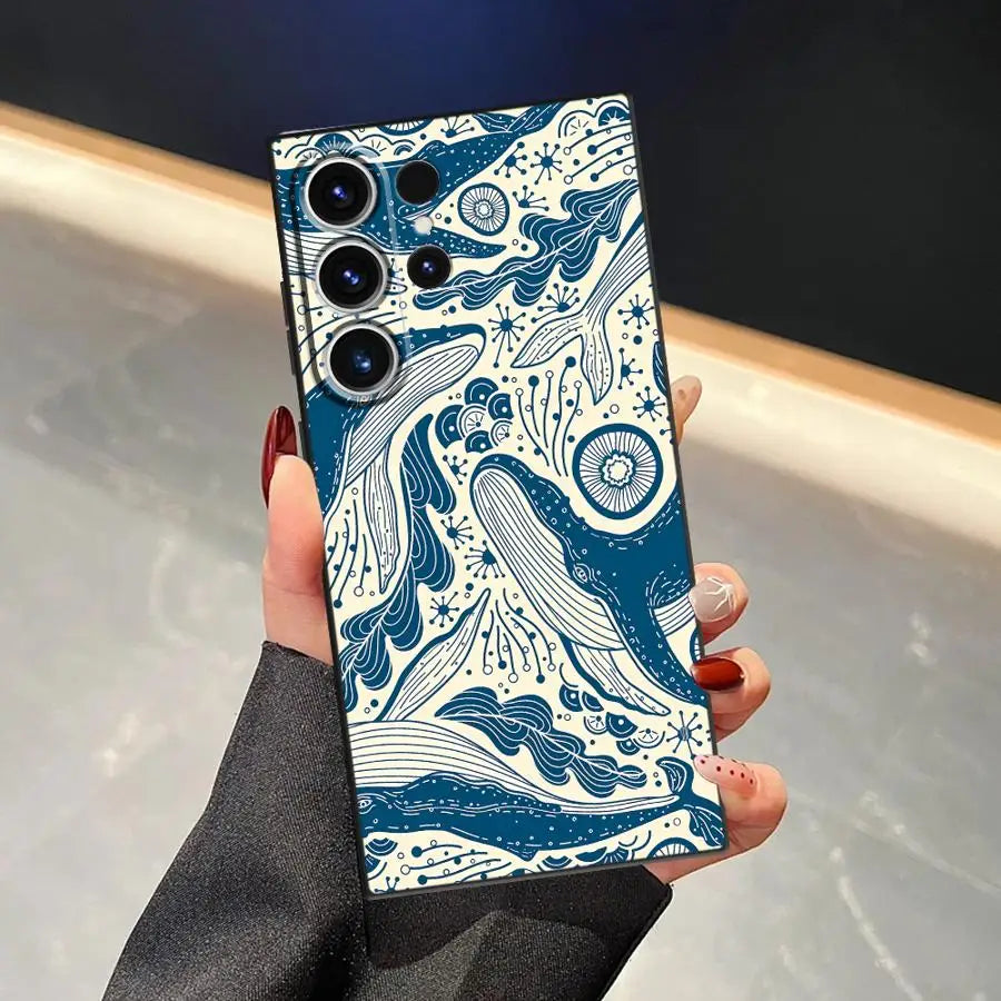 Funda Phone Cover Case for Samsung Galaxy S26 Ultra S10 S9 S23 S20 Ultra S25 Plus S24 S21 FE Note 20 8 9 10 Ocean Shark Whale
