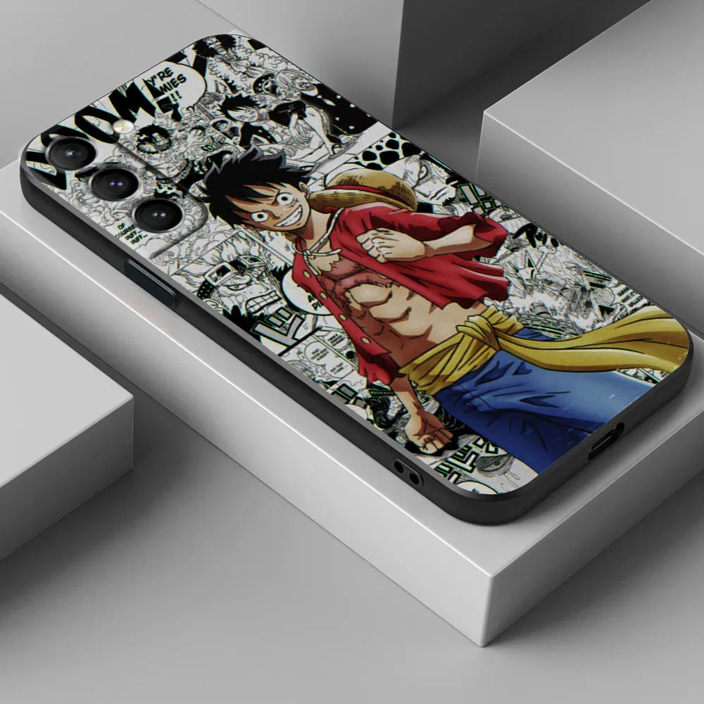 Japan O-One Piece Luffy Gear 5 Phone Case For Samsung Galaxy S25 S24 S23 S20 S21 FE S26 S22 Ultra S26 Plus S25FE Silicone Cover