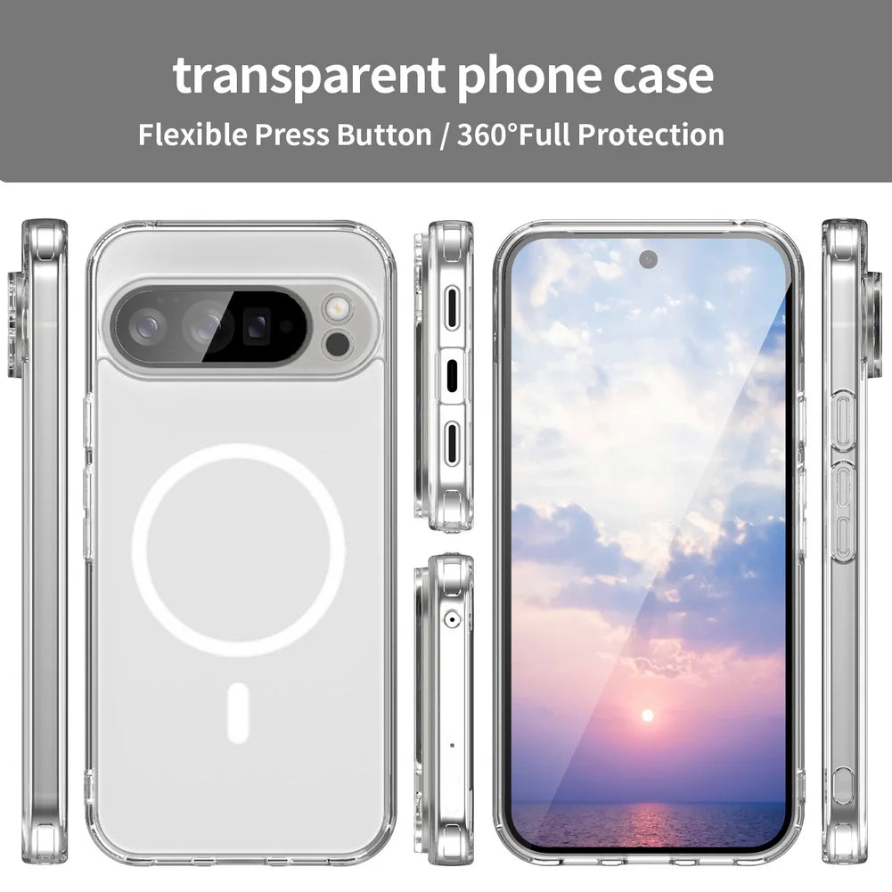Case For Google Pixel 10 9 Pro XL 10A 9A  Funda Camera Protect For Magsafe Wireless Charge Anti-Yellowing Clear Magnetic Cover