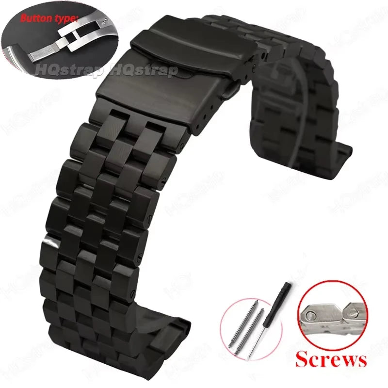 Full Solid Stainless Steel Strap 18mm 20mm 22mm 24mm 26 High Quality Watch Band Flat Interface Wristband with Tool  Accessories