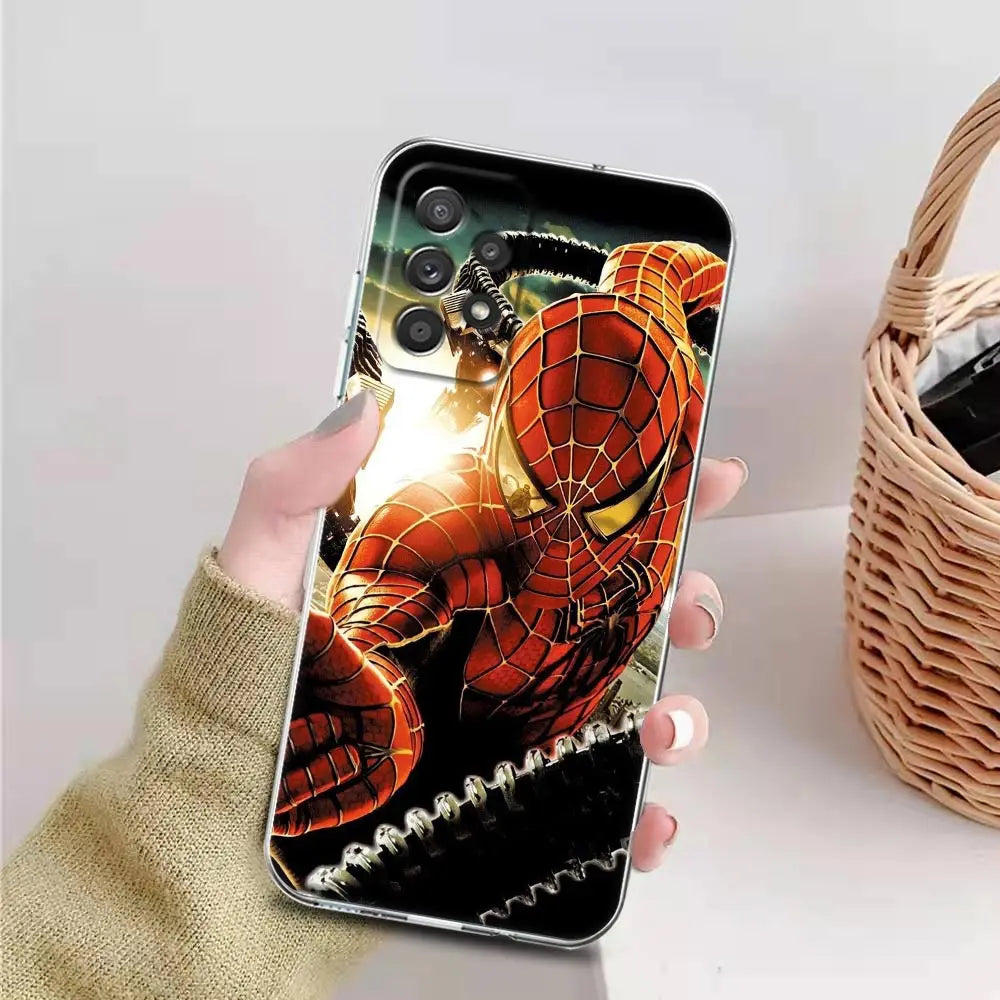 Spider Man Case For Samsung Galaxy A57 A37 A17 A07 A56 A36 A26 A16 A06 A55 A35 A25 A15 A54 A34 A73 Spiderman Clear Phone Cover