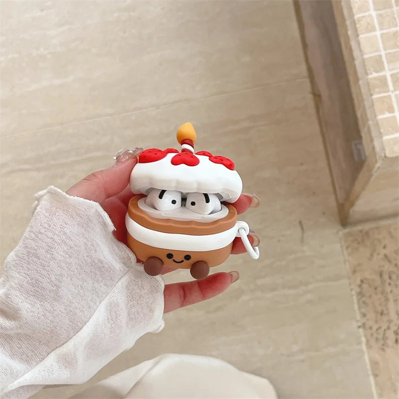 For AirPods Pro 3 2 Case Cartoon Silicone Cake Sytle Earphone Cover for AirPods 4 Case Protective Case for AirPods 1 2 3 funda
