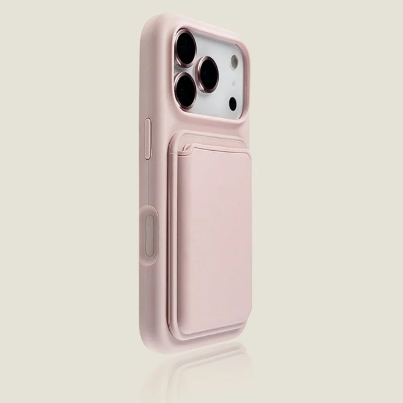 Luxury Magnetic Liquid Silicone Card Bag Phone Case For iPhone 12 13 14 15 16 17 Pro Max Plus Air For Magsafe Bumper Cover