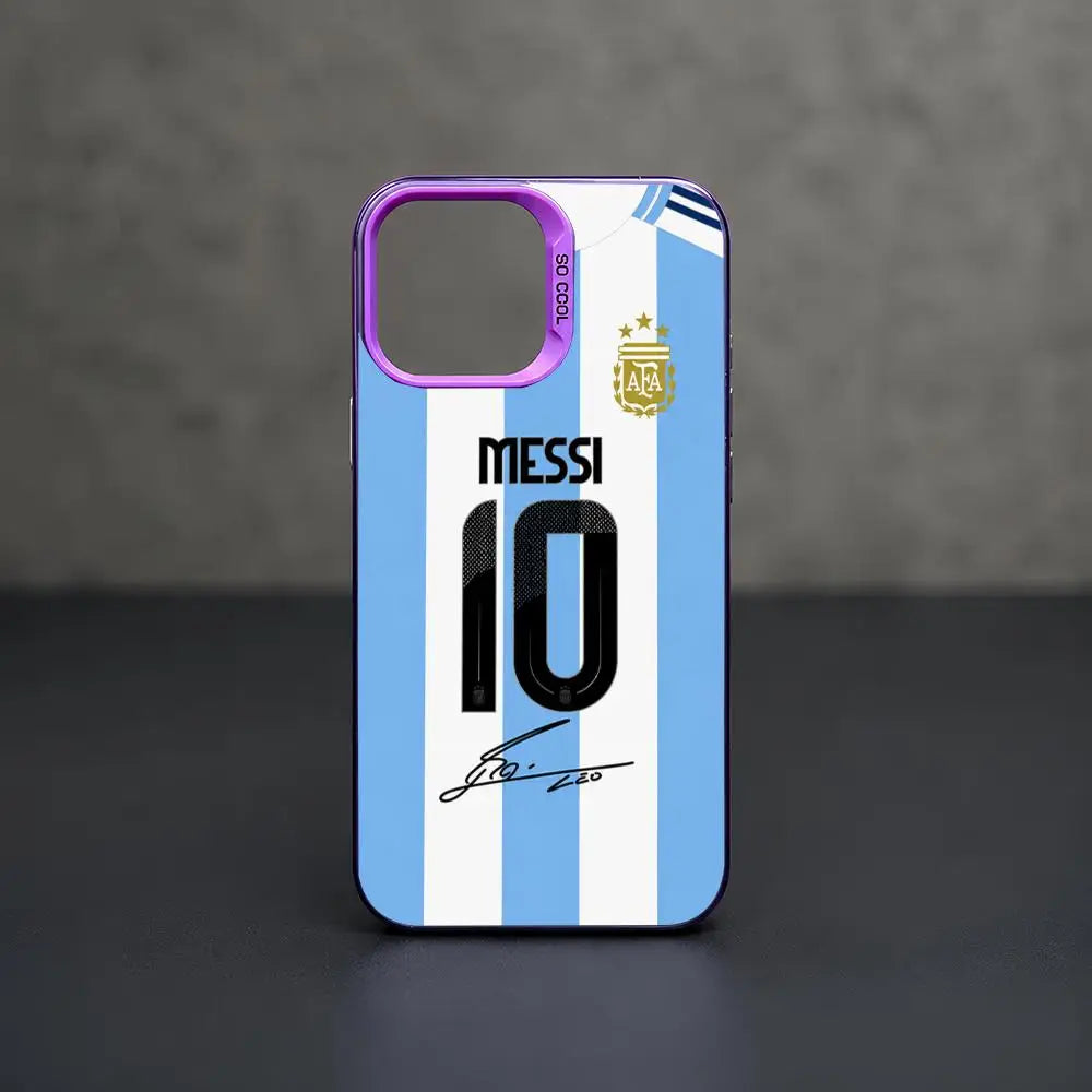 1 Football Star Messi #10 Logo Phone Case iPhone 11/12/13/14/15/16/17 Pro Max Color Gradient TPU Slim Shockproof Case