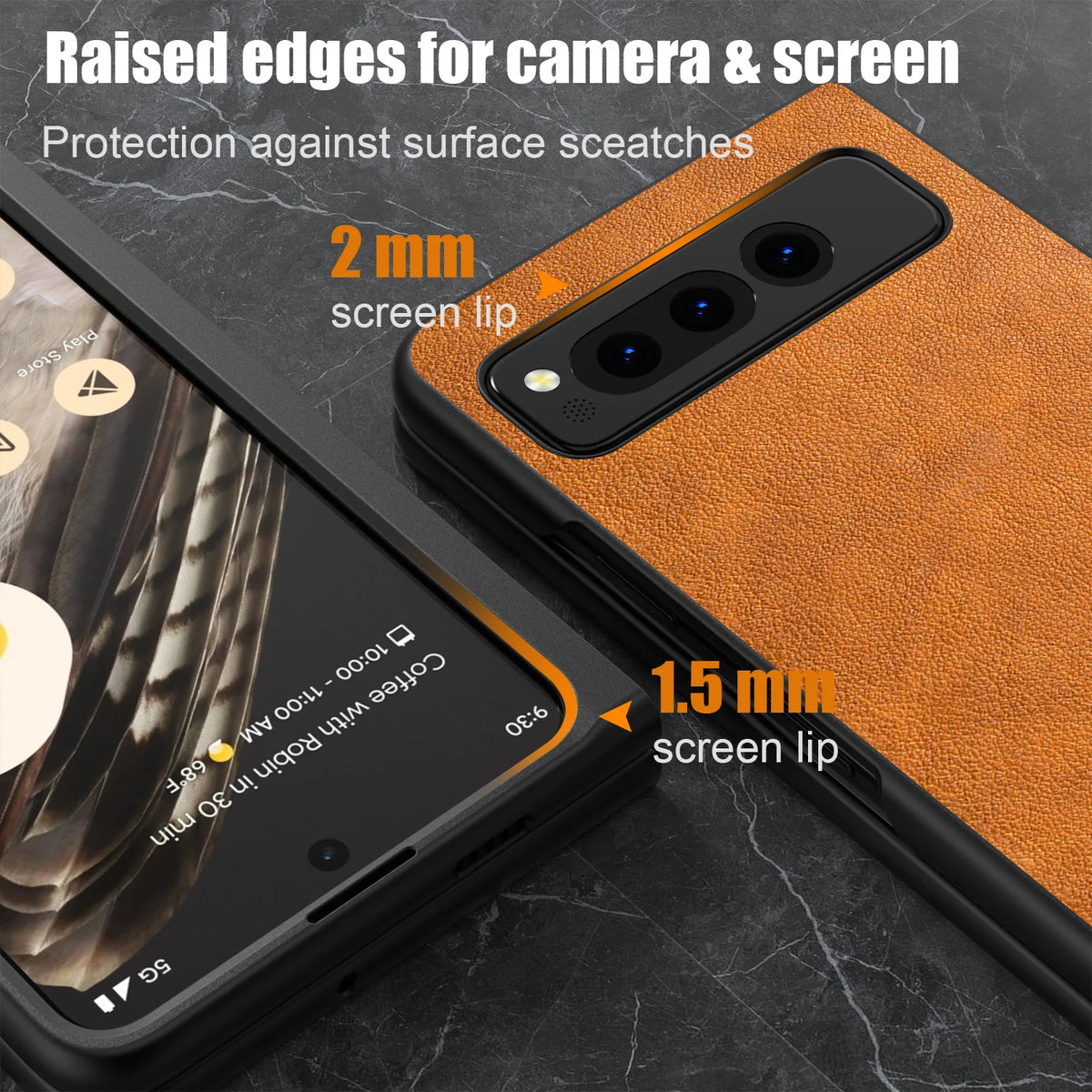 PU Leather Case for Google Pixel Fold 5G Simply Business Style Hard PC with PU 2in1 Material