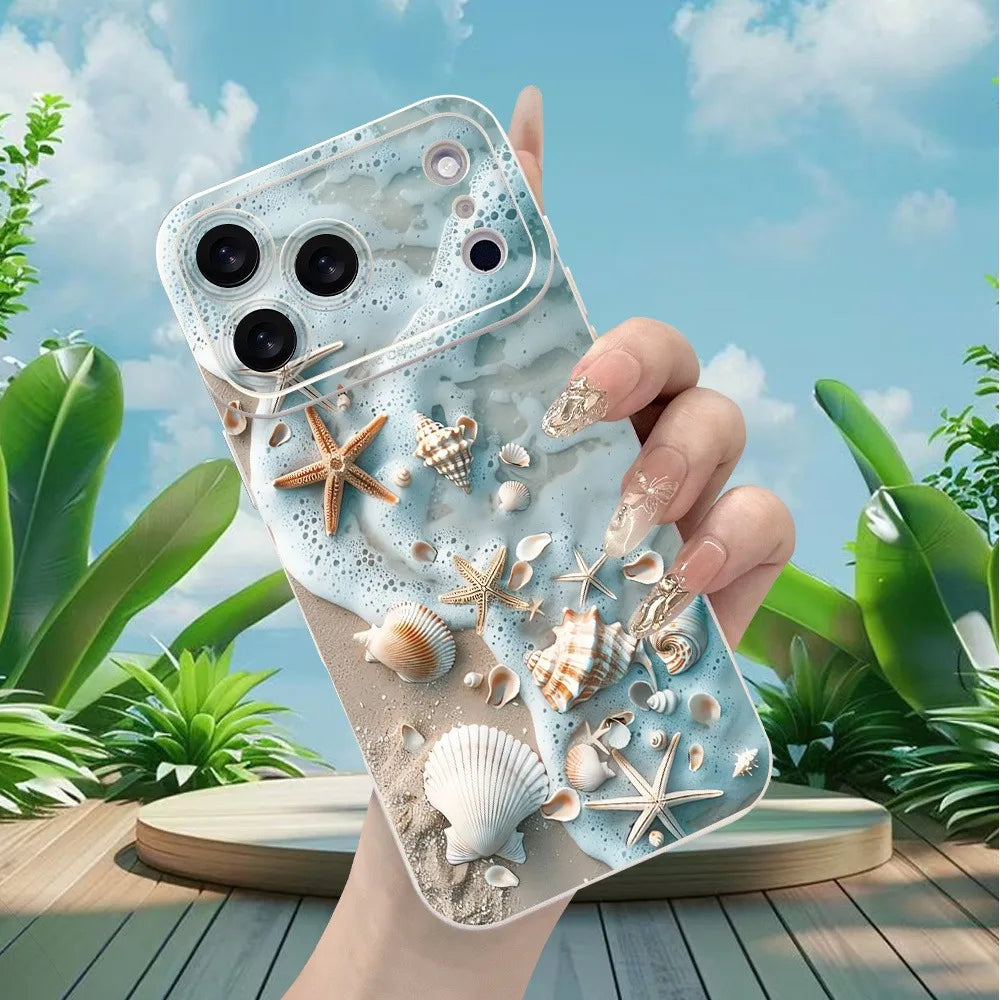 Summer Beach Shell Starfish Design Phone Case For Samsung Galaxy S26 S25 S24 Ultra S23 S22 Plus S21 S20 FE A15 A35 A54 A55 Cover
