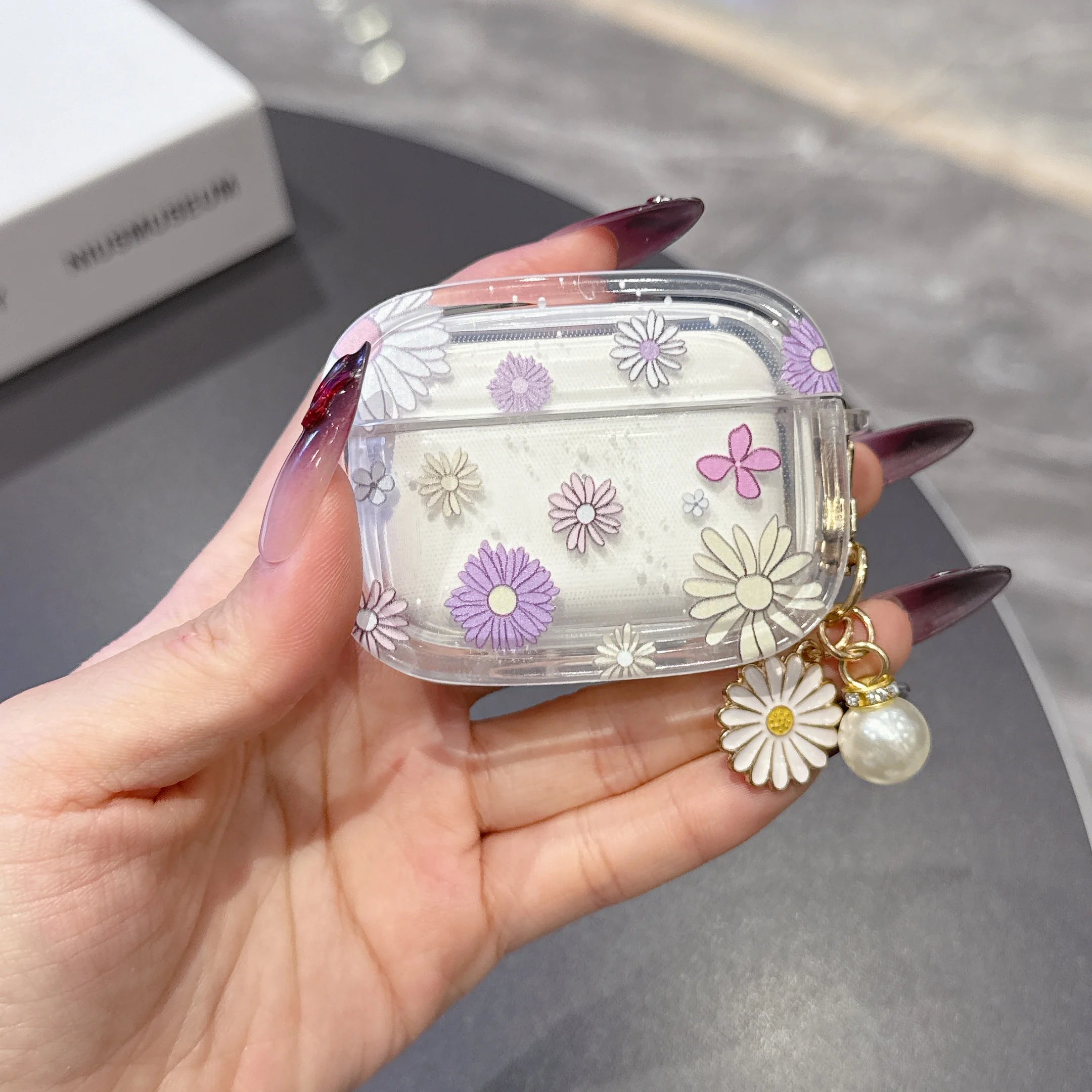 Glamorous Floral Pattern Wireless Bluetooth Case For AirPods1/2 AirPods 3/4 pro And pro2 TPU Headphone Covers With Keychain