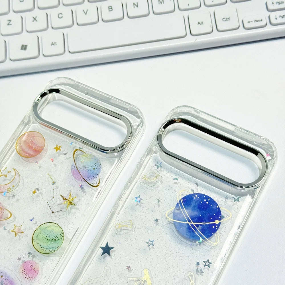 Glitter Star Planet TPU Cases For Google Pixel 10 Pro XL 9A 8A Pro Transparent PC Drop Glue Cover for Google Pixel 10 9 Pro XL