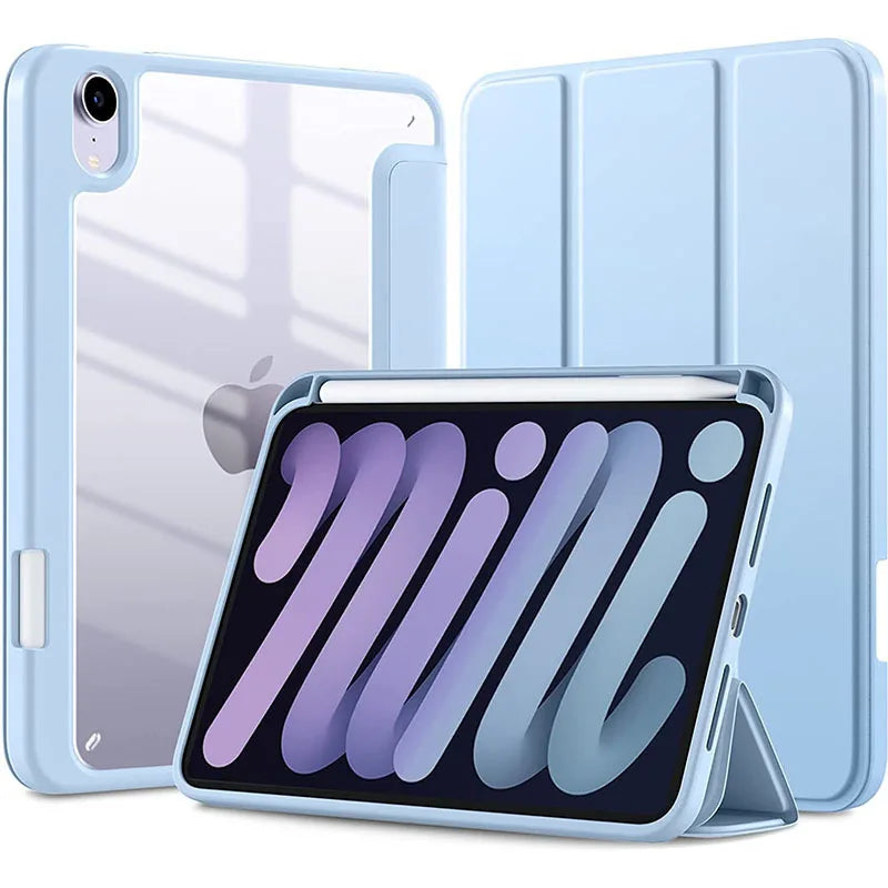 Solid Color Tablet Case for IPad (A16) 11inch 2025 10th 10.9Inch Clear Back TPU Shockproof Protector Cover with Pencil Holder
