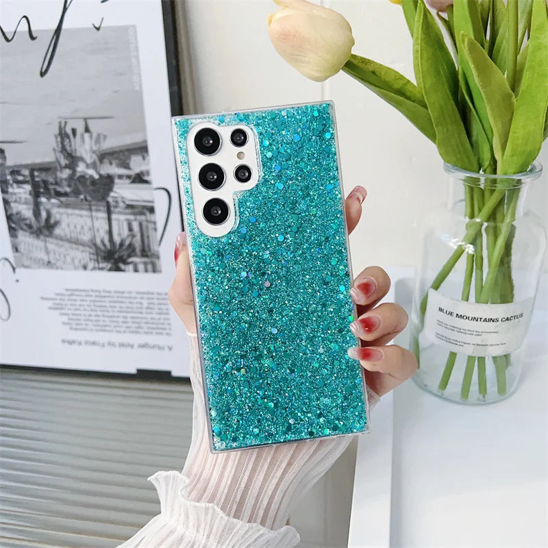 Shining Sequins Cases For Samsung Galaxy S25 S24 S23 S22 S21 S20 FE Plus Note 20 Ultra A13 A33 A53 A73 A22 A32 A42 A52 A72 Cover