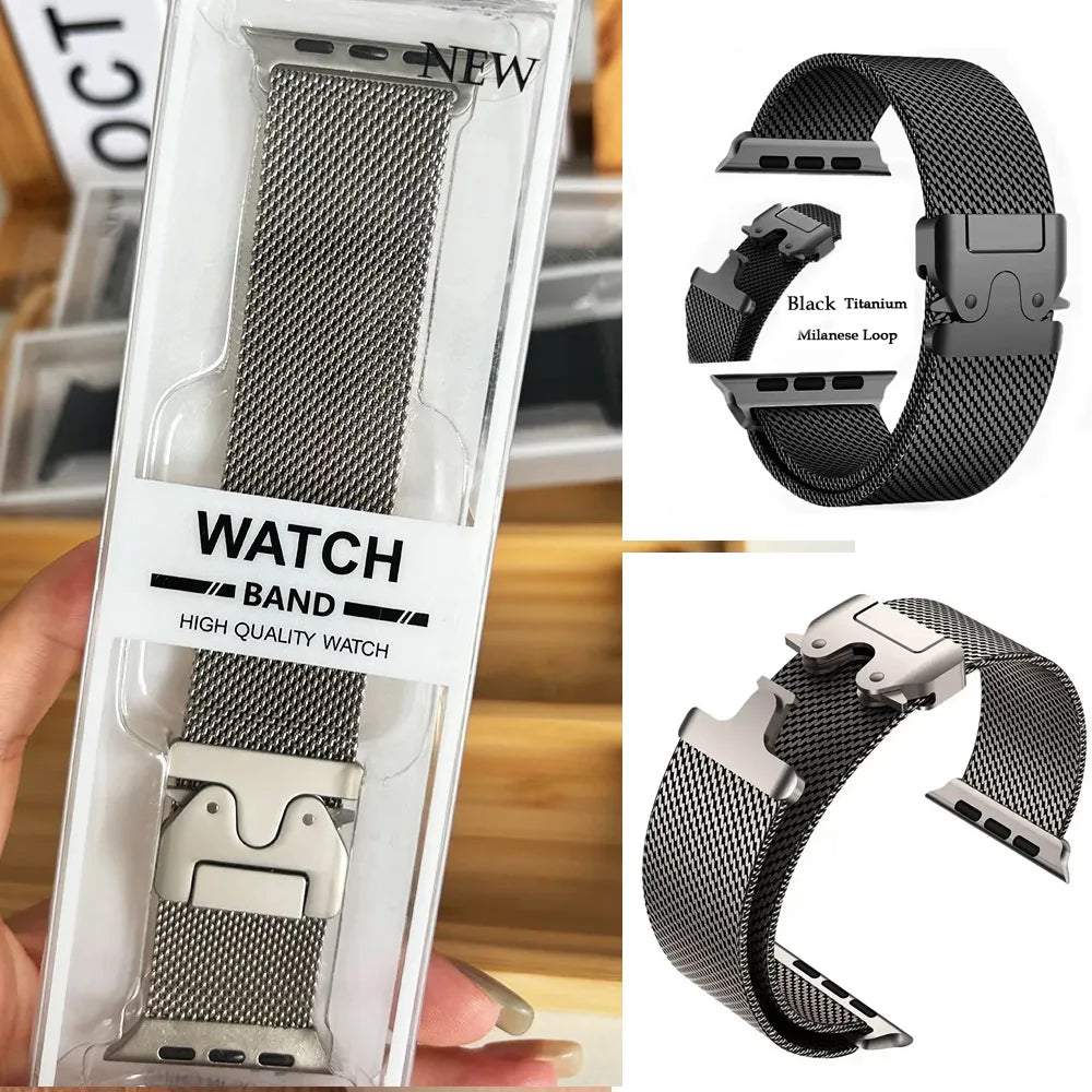 Titanium Straps For Apple watch Series 11 10 9 8 7 6 5 4 SE 3 46mm 42mm 41mm 45mm 44mm 40mm Milanese Loop Ultra 49mm Accessories