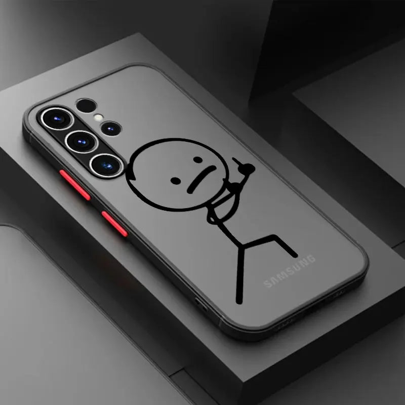 Cute Funny Matchman Phone Case For Samsung S23 S22 Ulrta 5G S21 FE S20 Plus S10e Soft Silicone Edge Cover Matte PC Capas Fashion