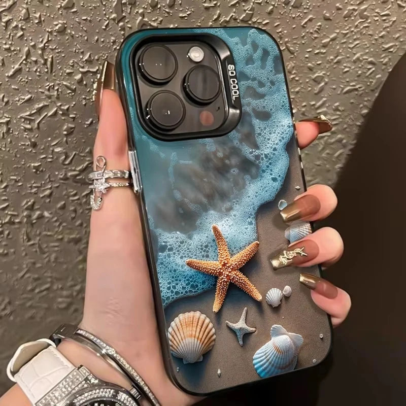Beach Waves Starfish Phone Case For Samsung Galaxy A55 A54 A53 A35 A34 A15 A16 S26 S25 S24 S23 S22 S21 S20 Ultra Plus FE Cover