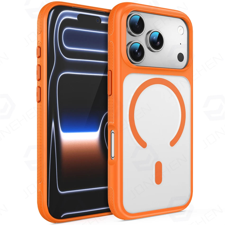 Metal Buttons Siliconen Bumper for Magsafe Transparent Case for iPhone IPhone 17 Air 16 15 14 Plus 13 12 Pro Max Magnetic Cover