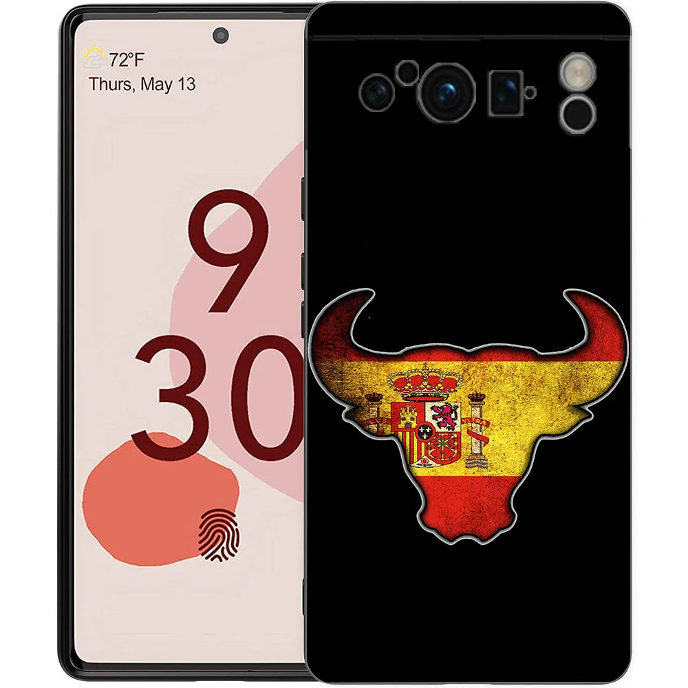 Spain flag Phone Case For Google Pixel 10A 10 9 8 7 6 Pro XL 9A 8A 6A 7A 5G Soft Shockproof TPU Black Cover