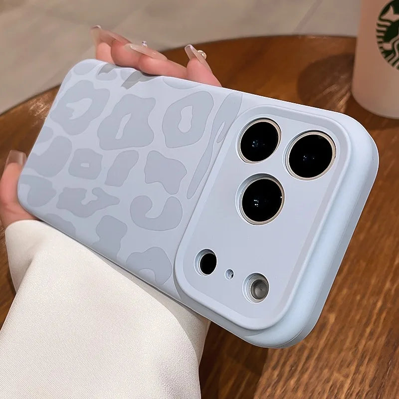 Leopard Pattern Liquid Silicone Case for iPhone 17 16 Pro Max Air 14 15 Plus 11 12 Camera Control Button Soft Shockproof Cover