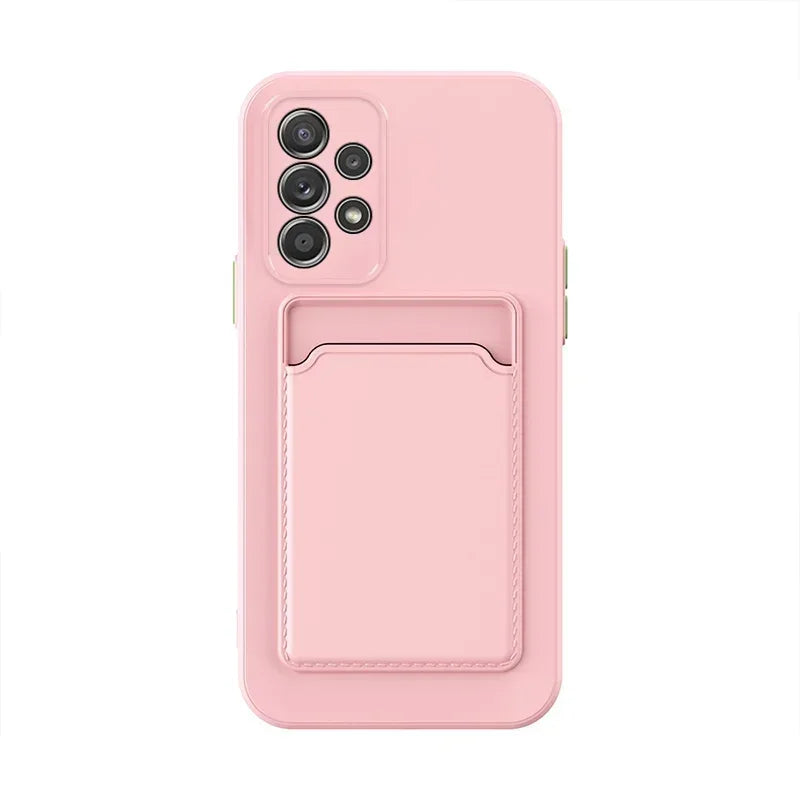 Soft Silicone Card Holder Case For Samsung Galaxy S24 S23 S22 S21 S20 Plus FE Note 20 Ultra A51 A71 A54 Slot Wallet Back Cover