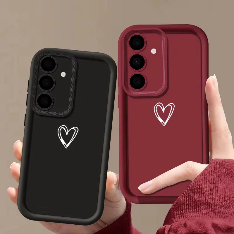 Simple Love TPU Case For Samsung S26 S25 S24 S23 S22 S21 Ultra Plus FE S25 edge A54 Shockproof Solid Color Silicone Phone Cover