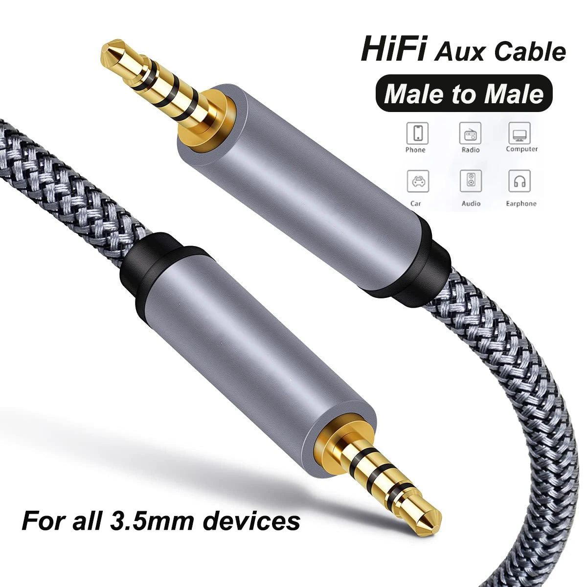 3.5mm Aux Cable Male-Male Audio Cables Stereo 3.5mm Jack Cord Auxiliary Aux Line for Car Computer Headphone MP3 Smartphone Wire