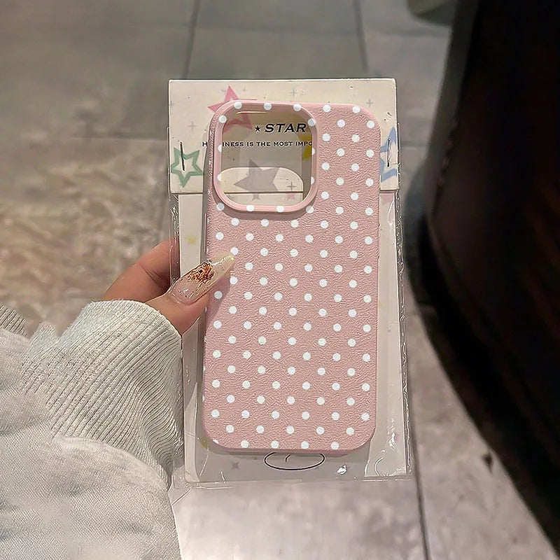 White Polka Dot Pattern Phone Case for Samsung S26 S25 S24 S23 S22 S21 S20 Note20 Ultra Plus A73 A55 5G Silicone Cover