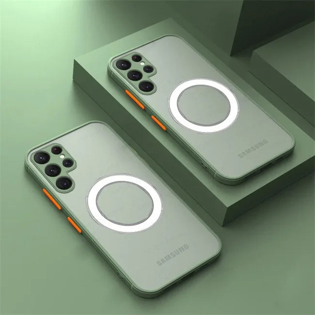 Luxury Matte For Magsafe Magnetic Wireless Charging Case For Samsung Galaxy S26 S25 Ultra S24 Plus S23 FE S22 Shockproof Cover