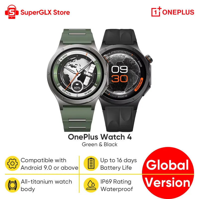 Global Version OnePlus Watch 4 Smart Watch 1.50'' AMOLED Display Snapdragon W5 Processor Up to 16 Days of Battery Life Wear OS
