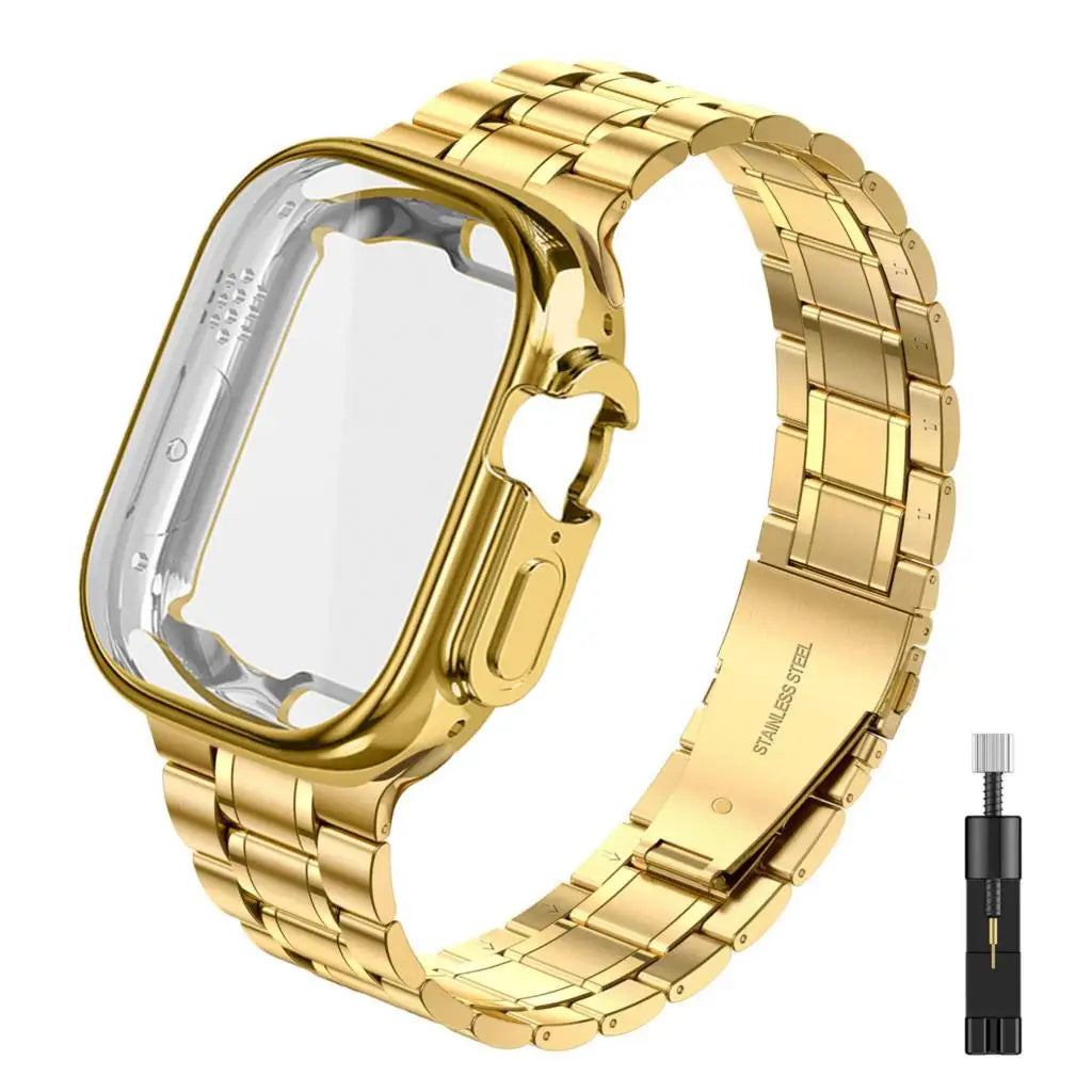 Case+Strap for Apple watch band Ultra2 3 49mm 44mm 40mm 45mm 41mm 42mm Stainless Steel bracelet iWatch Series 3 6 SE 7 8 9 10 11