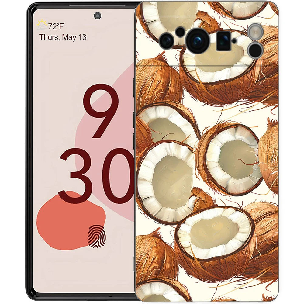 Summer Coconut Phone Case For Google Pixel 10A 10 9 8 7 6 Pro XL 9A 8A 6A 7A 5G Soft Shockproof TPU Black Cover