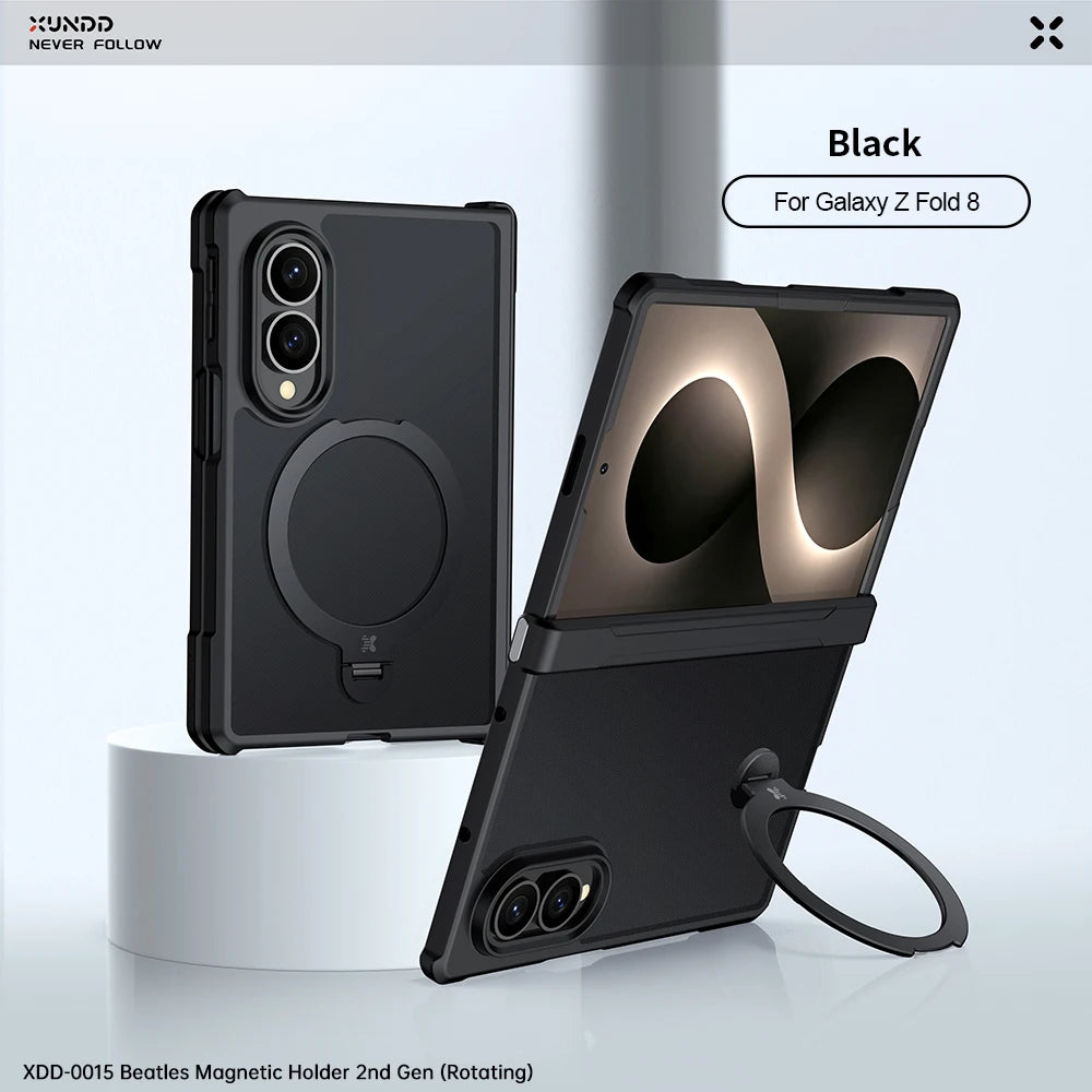 XUNDD For Samsung Galaxy Z Fold 8 Case Magnetic Kickstand Hinge Protection Clear Shockproof Cover Anti Drop Protective Shell