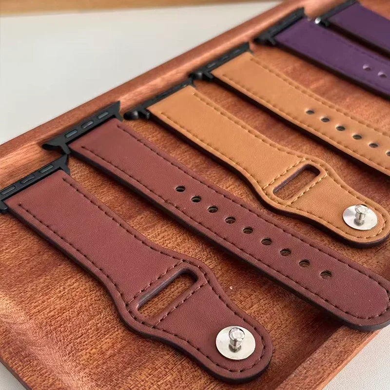 Leather straps For Apple watch 11 band 46mm 42mm 44mm 45mm 49mm 41mm 40mm correa bracelet iWatch series 10 8 9 5 6 SE 7 Ultra 3