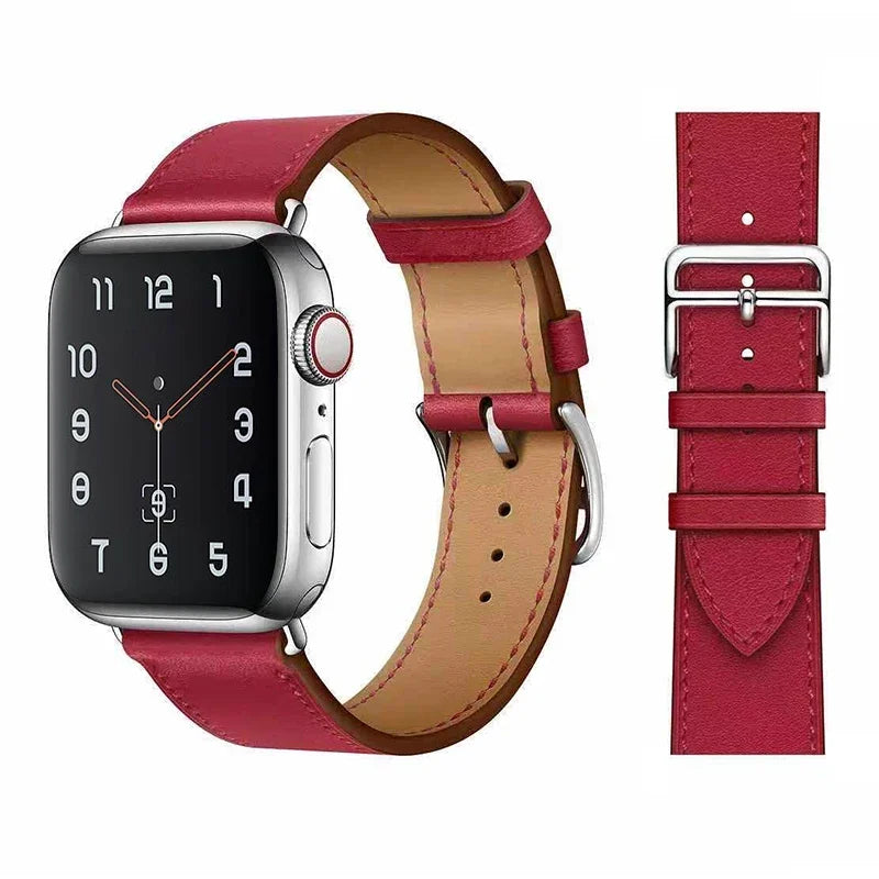 Genuine Leather Bracelet Strap For Apple Watch Band 45mm 49mm 41mm 44mm 42mm 46mm Leather Wristband iWatch Ultra 11 10 9 8 7 6 5