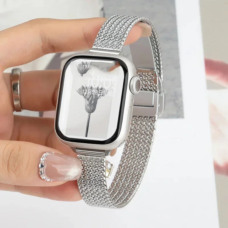 Magnetic Folding Loop Band for Apple Watch Band 44mm 49mm 40mm 45mm 42mm 46for Iwatch Series 11 9 8 7 6 SE 10 Ultra 3 2 Band