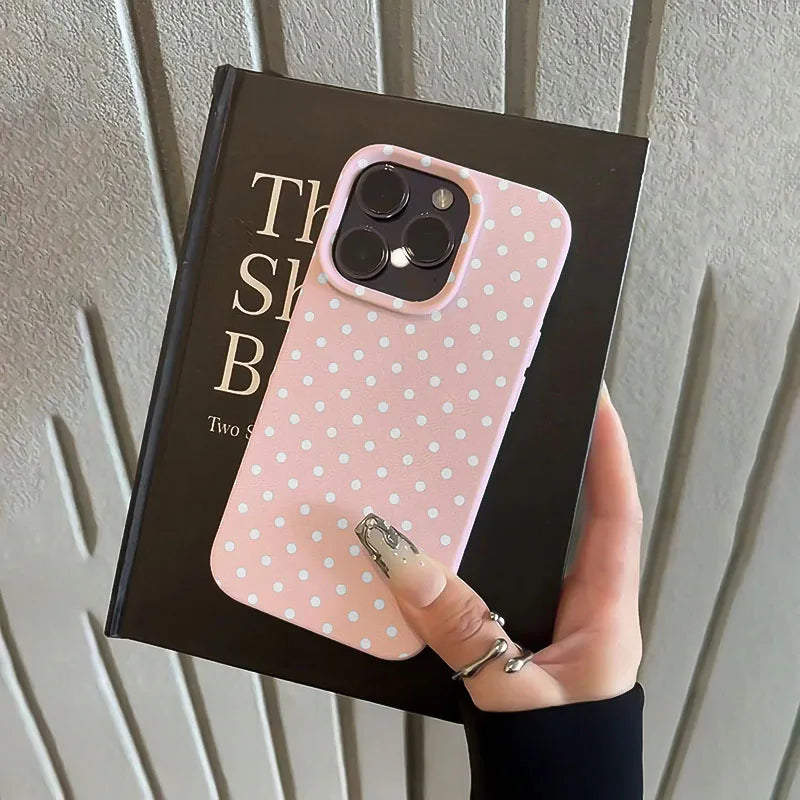 White Polka Dot Pattern Phone Case for Samsung S26 S25 S24 S23 S22 S21 S20 Note20 Ultra Plus A73 A55 5G Silicone Cover