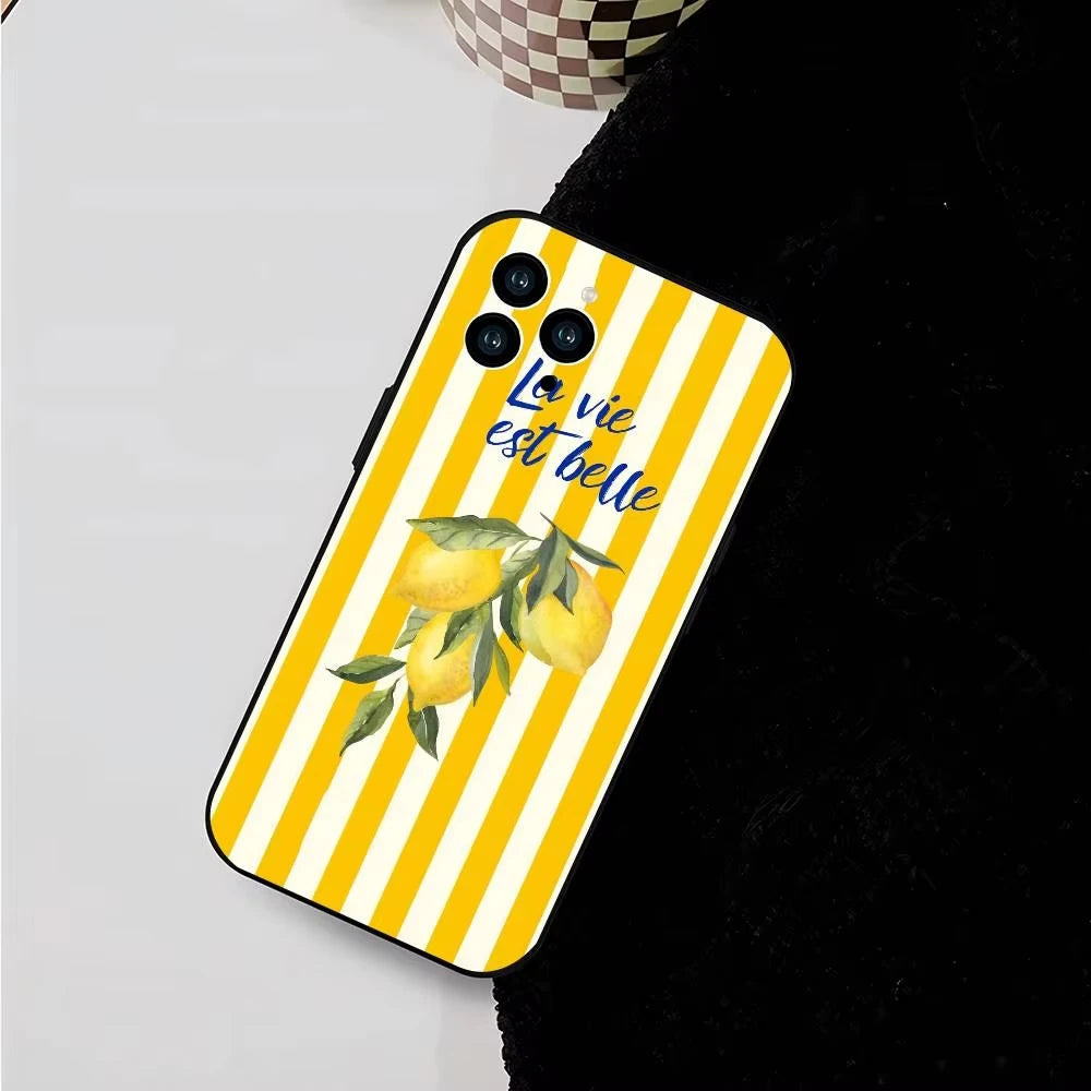Summer Fruit Lemon Phone Case For Samsung Galaxy S26 ULTRA S25 S24 S23 S22 S21 S20 Ultra Plus FE Note 20 10 Plus Silicone Cover