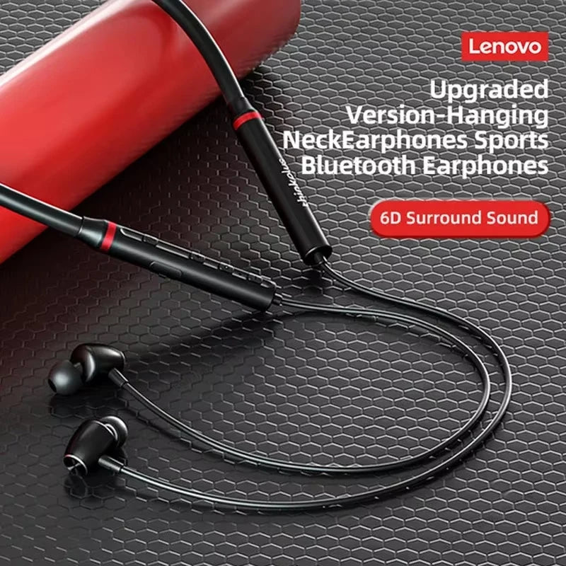 Original Lenovo HE05X Bluetooth 5.0 Sports Neckband Earphones HiFi Stereo Sound Music Headphone Long Battery Life HD Call Earbud