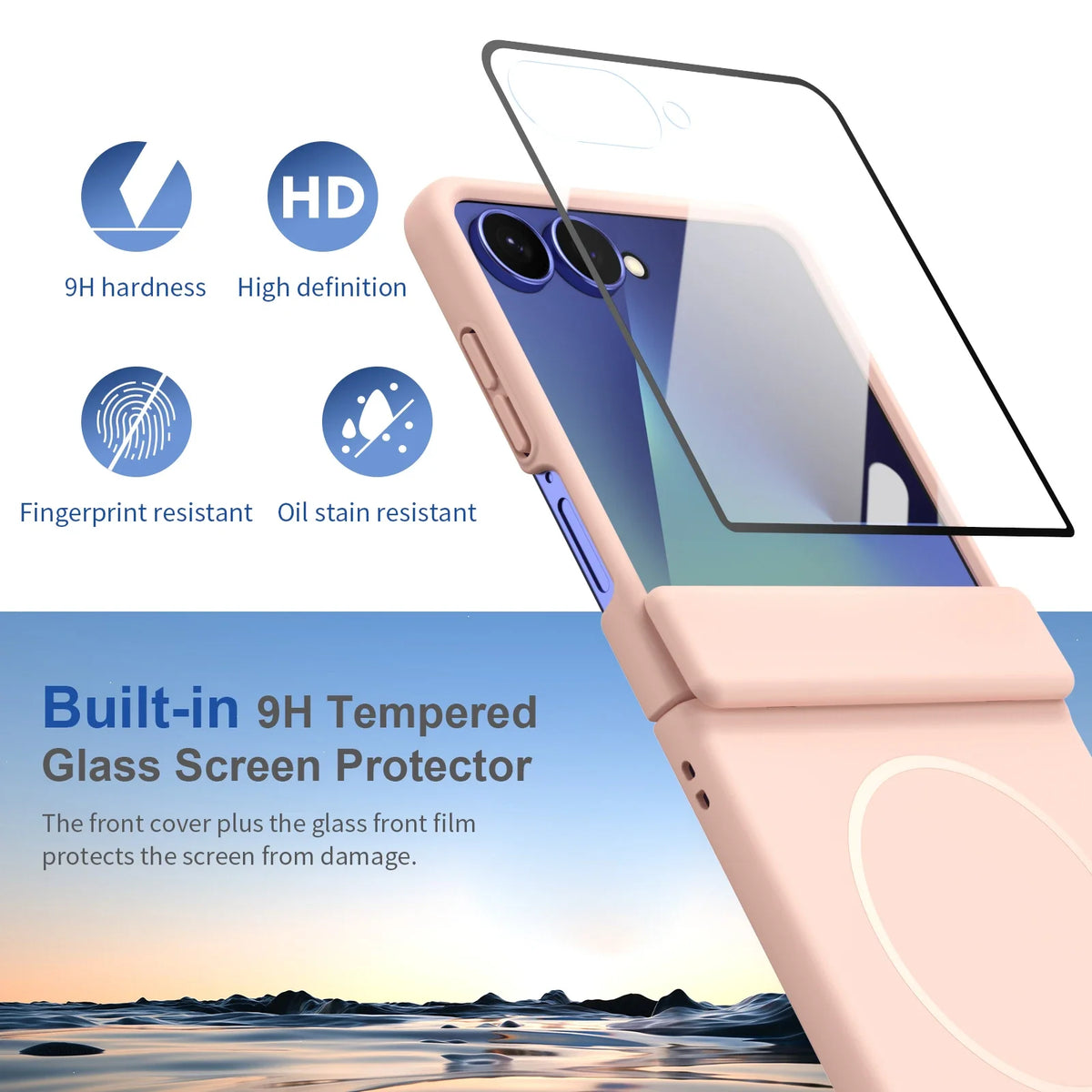 Hinge Protective Magnetic for Samsung Z Flip 8 7 FE 6 5 4 3 with Tempered Protective Film Phone Case for Samsung Galaxy Z Flip 8