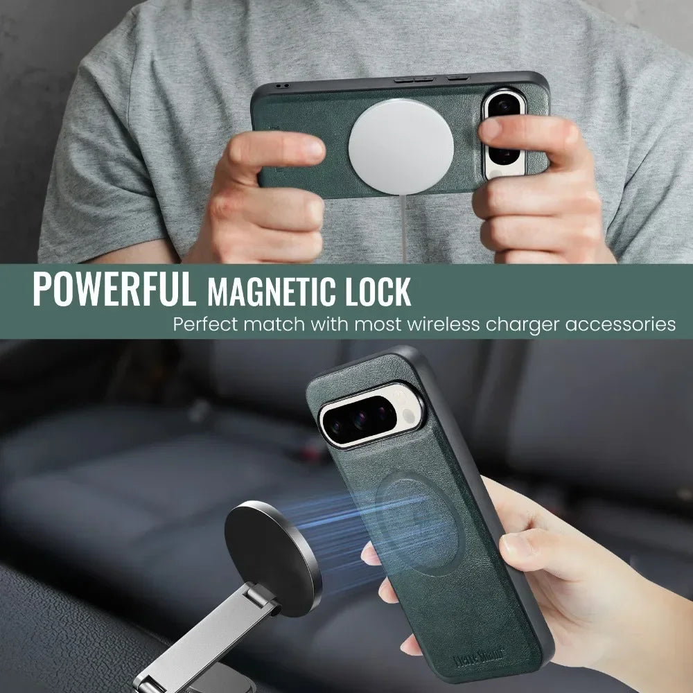 Detachable 2 in 1 Leather Wallet For Google Pixel 9 8 7 9A 8A 7A XL Pro Phone Case Card Holder For Magsafe Magnetic Cover