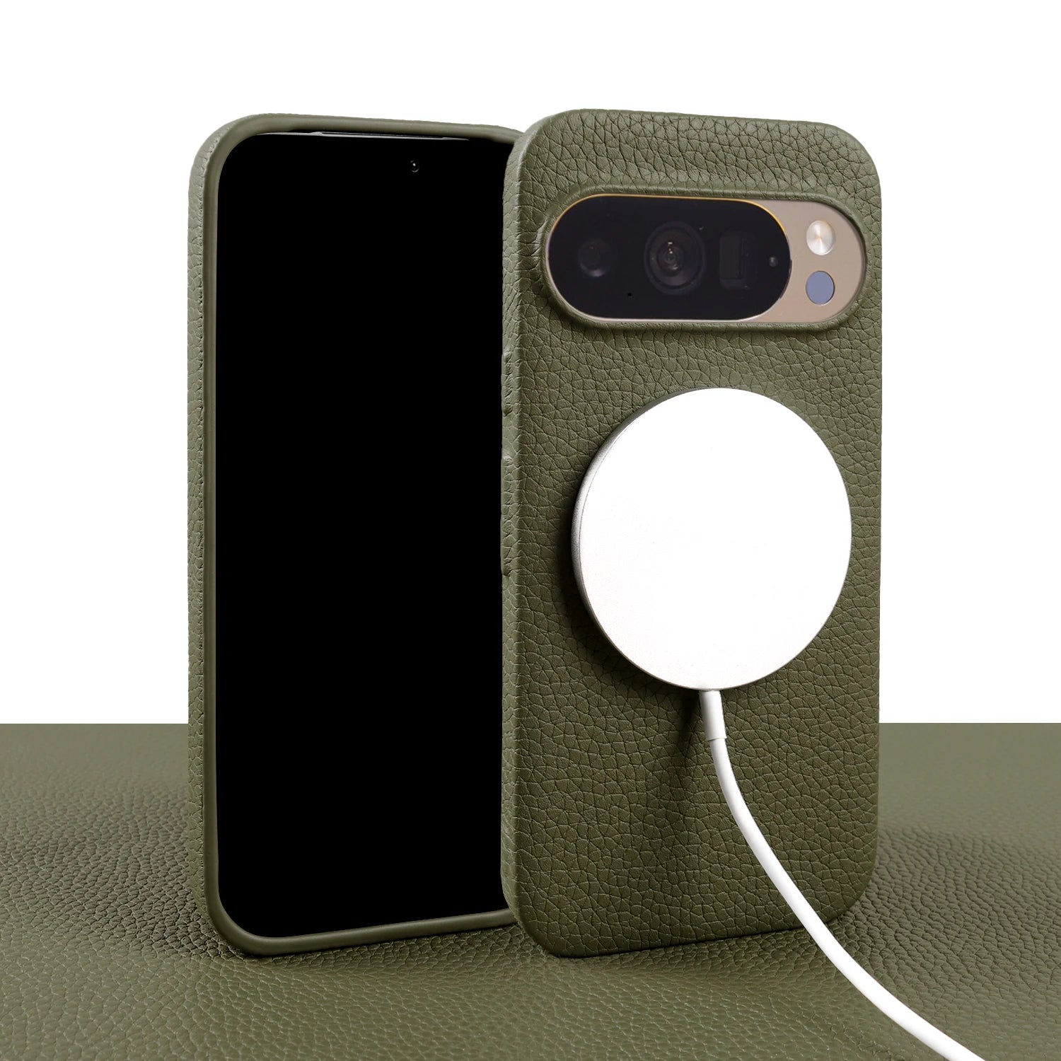 For Magsafe Magnetic Lychee Genuine Leather Case For Google Pixel 10 Pro XL Pixel10 9A 8A 7A Pixel 7 8 9 Pro XL Phone Back Cover