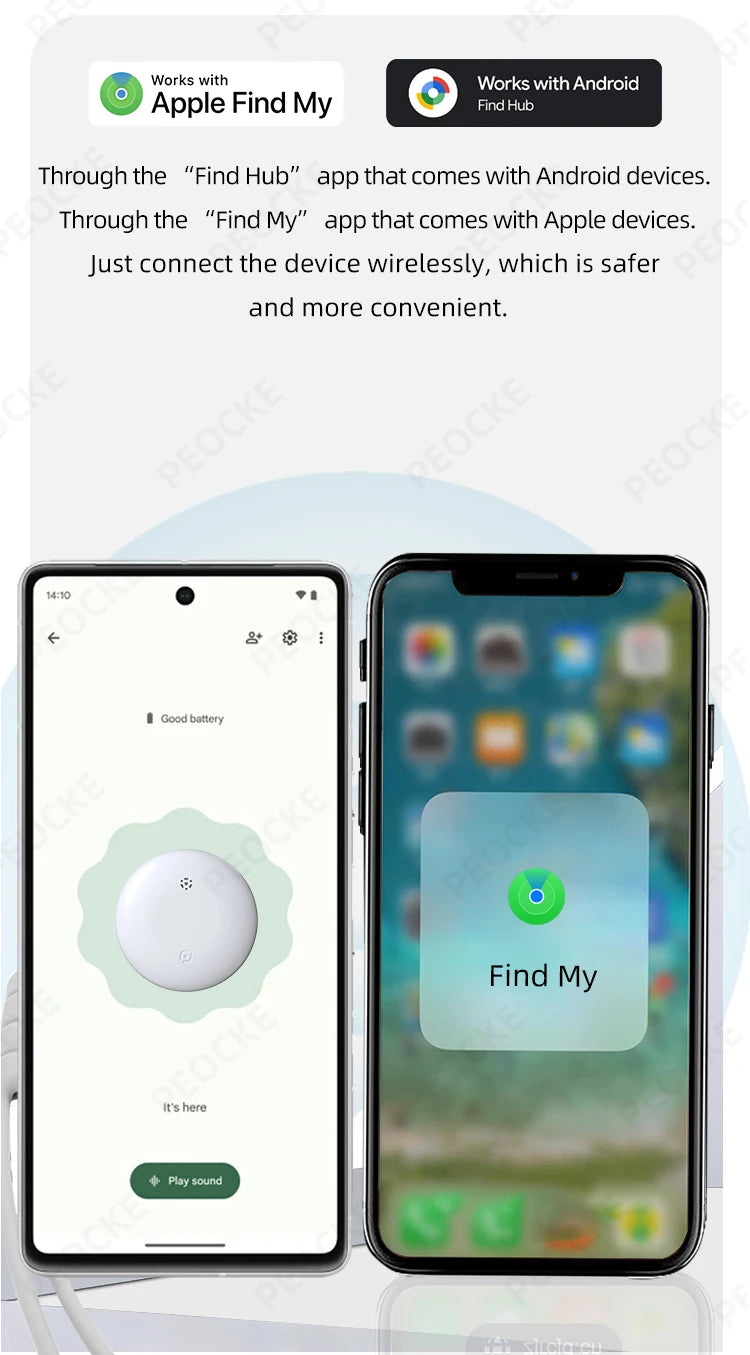 Dual System Pet Smart Tracker Tag With Cat Collar Android/iOS Anti-Lost GPS Tracker Works With Apple Find My /Google Find Hub