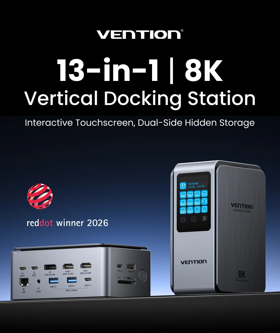 Vention Smart Screen 13 in 1 8K@30Hz USB C MST Docking Station Hub Triple Monito USB 3.2 10Gbps for MacBook Pro Windows Laptop