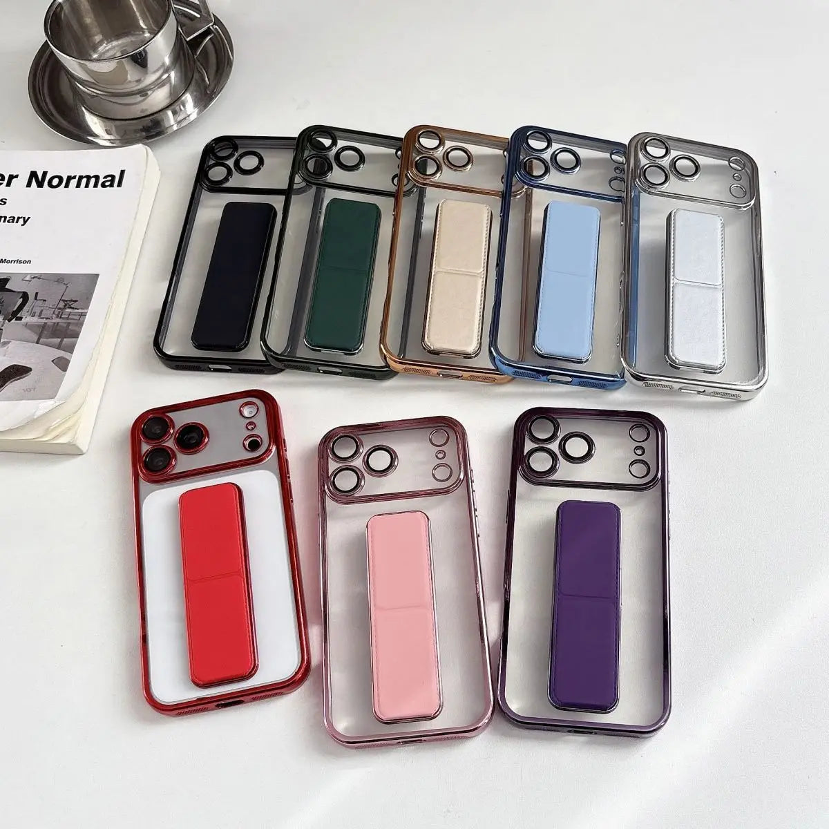 For iPhone 16 15 14 13 Pro Max Case Wrist Strap Magnetic Stand Kickstand Silicone Soft Protective Case for iPhone 17 Air Support