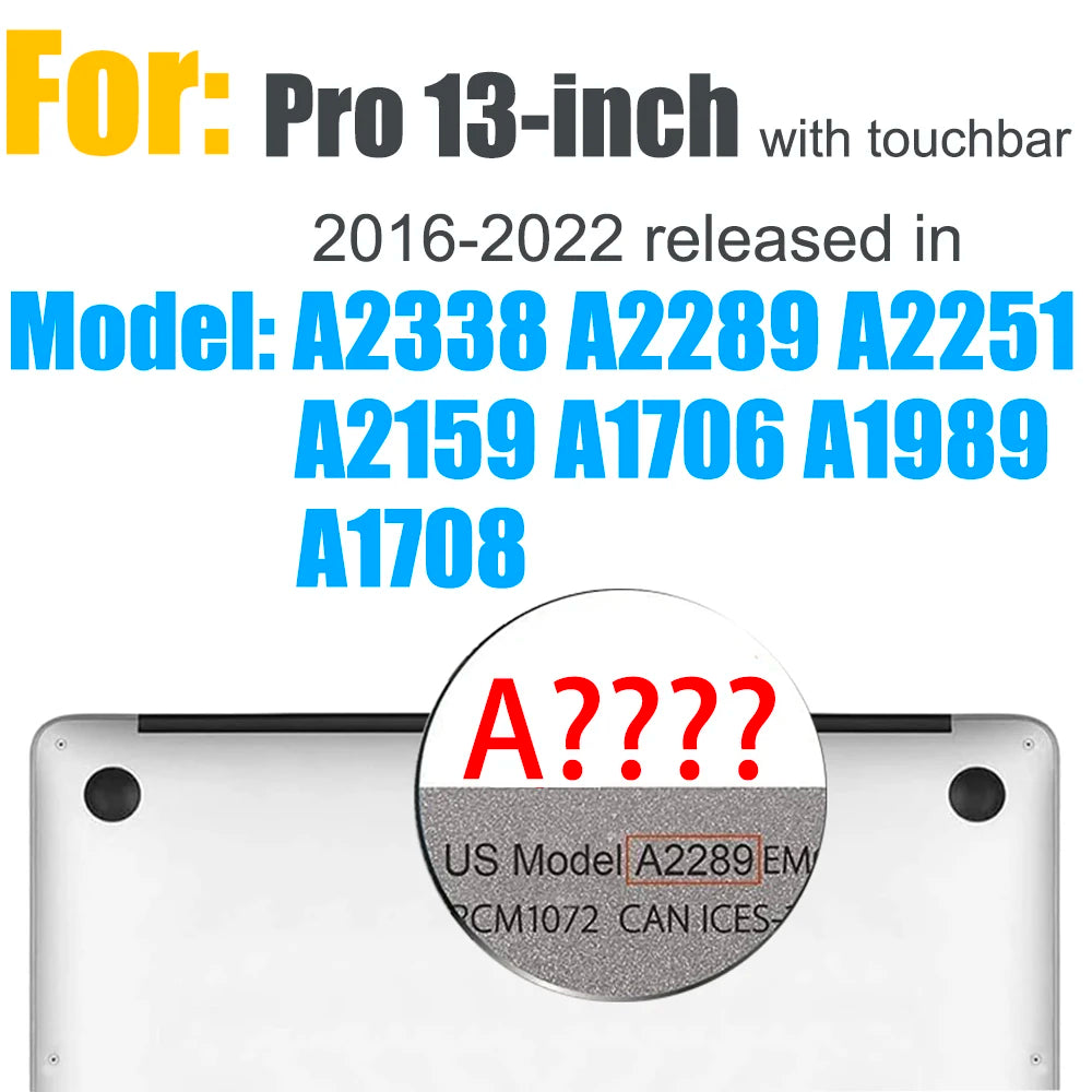 For MacBook Pro 13 inch Case 2022-2016 Release M1 A2338 A2289 A2251 A2159 A1989 A1706 A1708 Protective Hard Case Crystal Clear