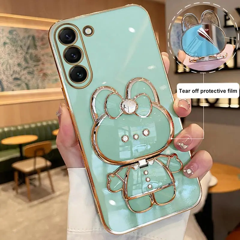 Mirror Plating Phone Holder Case For Samsung Galaxy S23 S20 S22 S21 S10 S9 S8 Note 10 20 8 9 Plus Ultra 5G S20 Fe Stand Cover