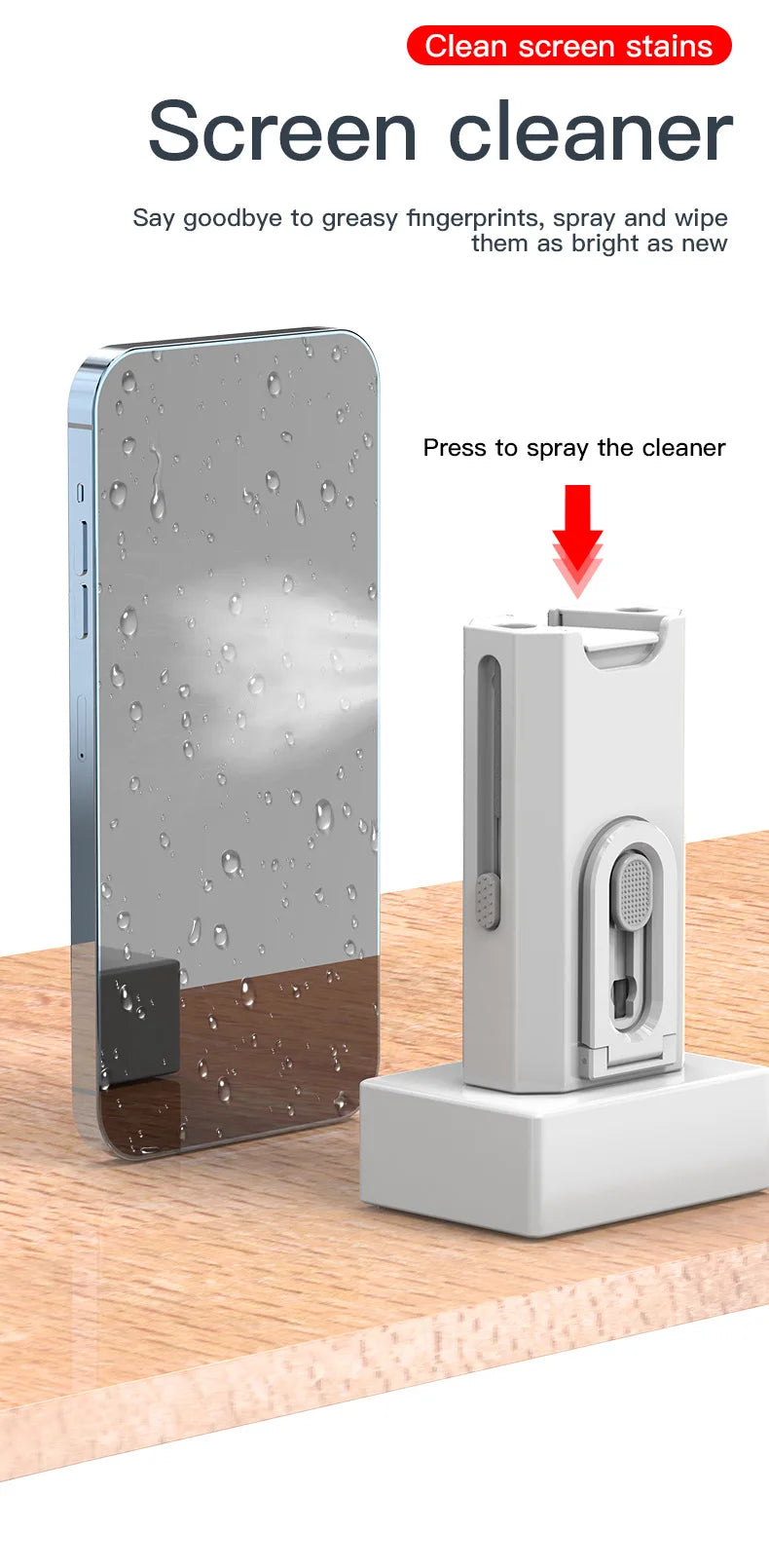 Multi-function Phone Tablet Keyboard Cleaning Kit for iPhone and AirPod headphone Brush Keyremover screen cleaner