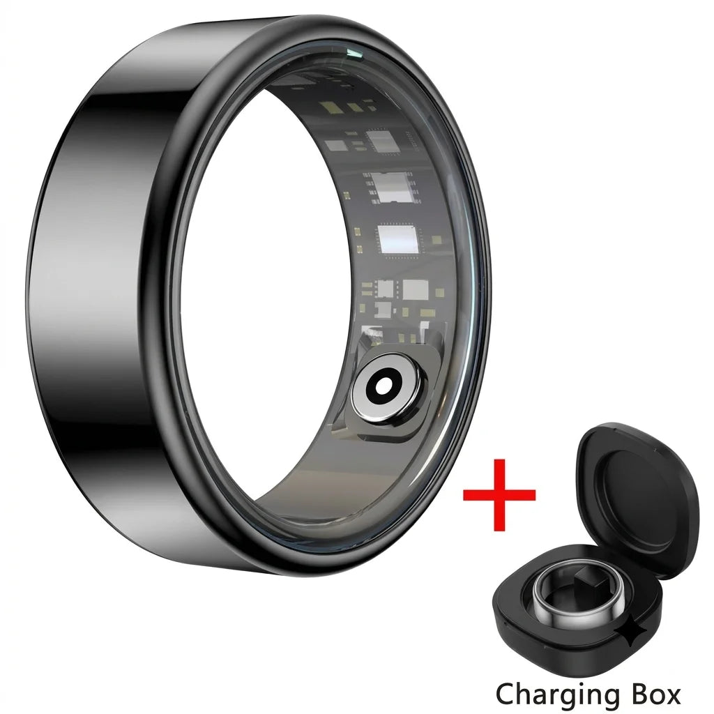 Smart Ring Men Women, Heart Rate and Blood Oxygen Monitor, Calorie Movement Tracking,IP68 & 5ATM Waterproof, Multi-sport Mode